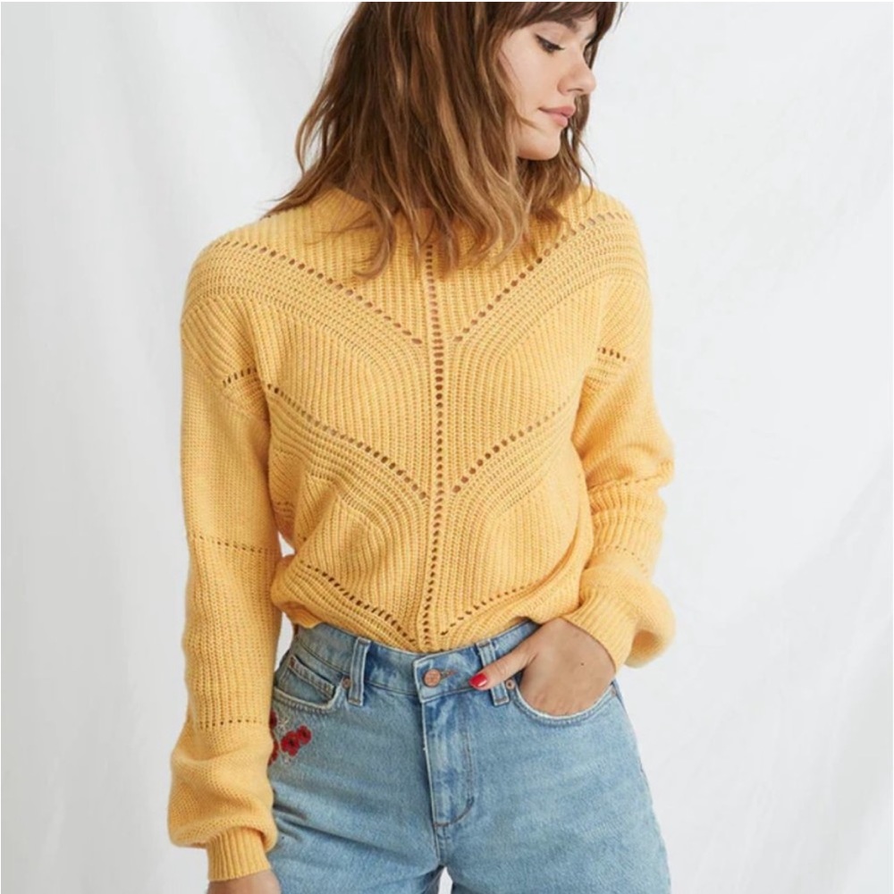 MARINE LAYER Olivia Crewneck Sweater in Golden Yellow Daffodil